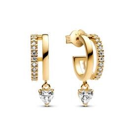Pandora ékszer Shine karika fülbevaló függő szívvel 263685C01