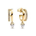 Pandora ékszer Shine karika fülbevaló függő szívvel 263685C01