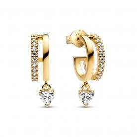 Pandora ékszer Shine karika fülbevaló függő szívvel 263685C01