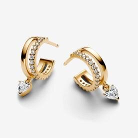 Pandora ékszer Shine karika fülbevaló függő szívvel 263685C01
