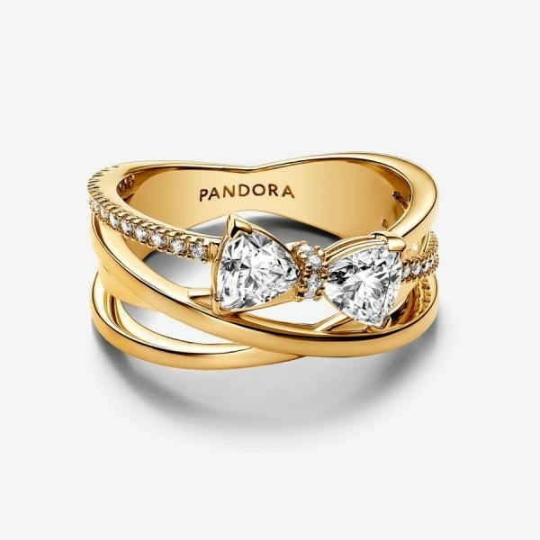 Pandora ékszer Shine széles gyűrű csillogó masnival 