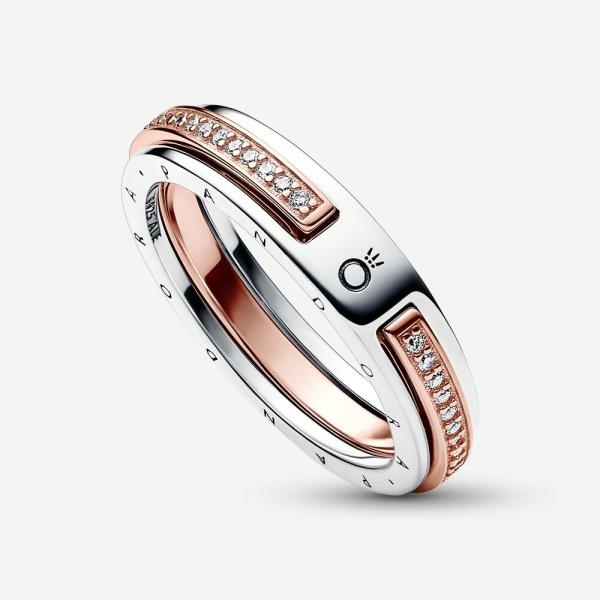 Pandora ékszer Signature ezüst rozé logó és pávé gyűrű 