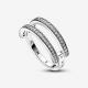 Pandora ékszer Signature logó és pávé dupla ezüst gyűrű 