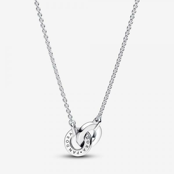 Pandora ékszer Signature összefonódott ezüst logó és pávé nyaklánc 392736C01-45
