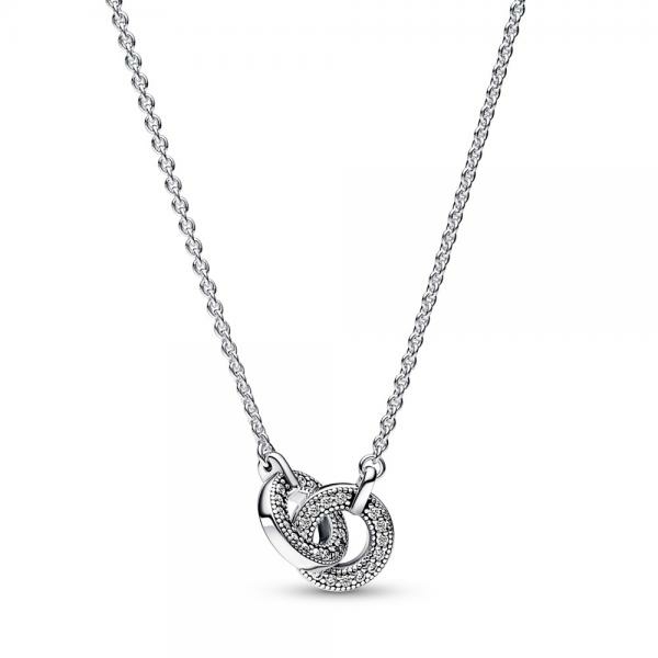 Pandora ékszer Signature összefonódott ezüst logó és pávé nyaklánc 392736C01-45