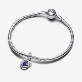 Pandora ékszer Sötétkék örökkévalóság körök függő ezüst charm 793125C09