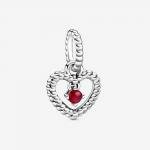 Pandora ékszer Sötétvörös gyöngyös szív függő charm 798854C08