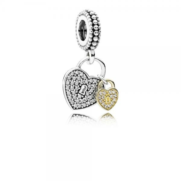 Pandora ékszer Szerelemlakat 14K arany ezüst függő charm 791807CZ