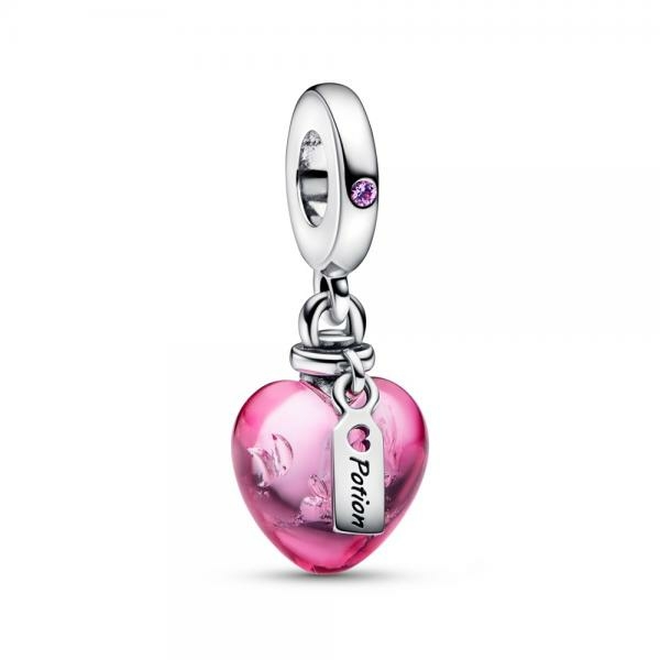 Pandora ékszer Szerelmi bájital szív muránói üveg függő charm 792509C01