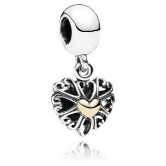 Pandora ékszer Szerelmi zálog függő ezüst charm 14K arannyal 791274