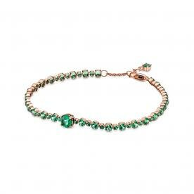 Pandora ékszer Szikázó pávé rozé karkötő zöld kristályokkal 