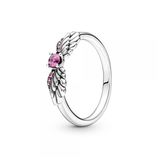 Pandora ékszer Szikrázó angyalszárny ezüst gyűrű rózsaszín kristállyal 