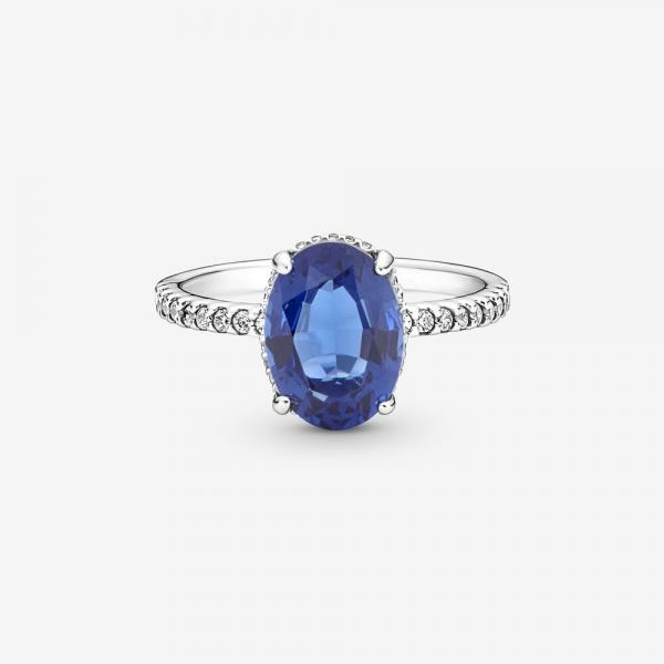 Pandora ékszer Szikrázó kék köves ovális ezüst gyűrű 