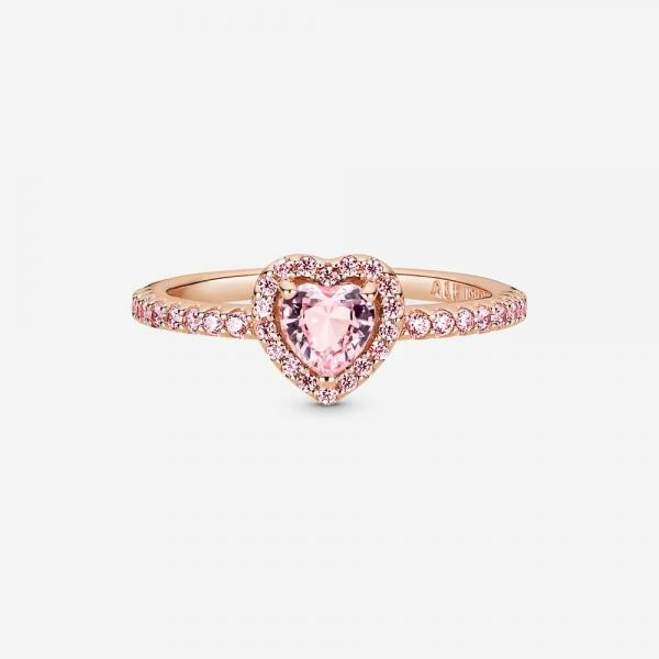 Pandora ékszer Szikrázó kiemelt szív rozé gyűrű rózsaszín kristállyal 