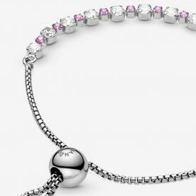 Pandora ékszer Szikrázó rózsaszín és fehér ezüst tenisz karkötő 