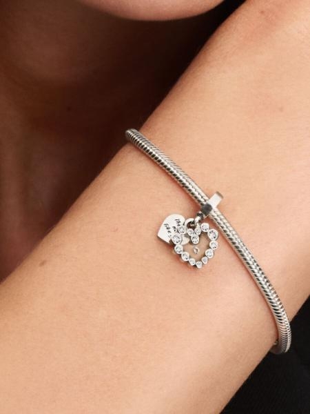 Pandora ékszer Szikrázó szív dupla függő ezüst charm 793765C01