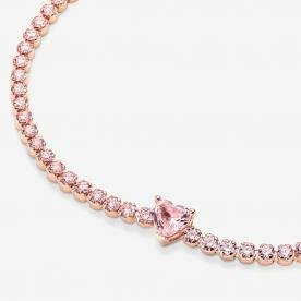 Pandora ékszer Szikrázó szív rozé karkötő rózsaszín kristállyal 