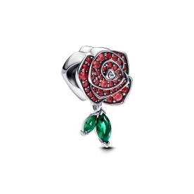 Pandora ékszer Szikrázó virágzó piros rózsa ezüst charm 793201C02