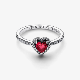 Pandora ékszer Szikrázó vörös kiemelt szív ezüst gyűrű 