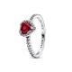 Pandora ékszer Szikrázó vörös kiemelt szív ezüst gyűrű 