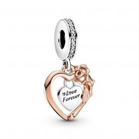Pandora ékszer Szív és rózsa rozé ezüst függő charm 789290C01