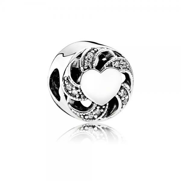 Pandora ékszer Szív szalagokkal ezüst charm cirkóniával 791976CZ