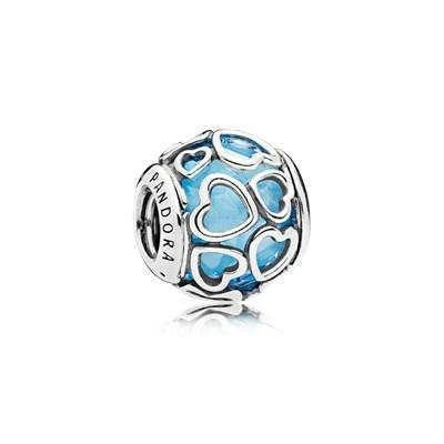 Pandora ékszer Szívekbe zárva kék ezüst charm 792036NBS
