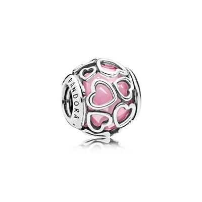 Pandora ékszer Szívekbe zárva rózsaszín ezüst charm 792036PCZ