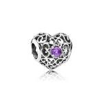 Pandora ékszer Születésköves szív február ezüst charm 791784SAM