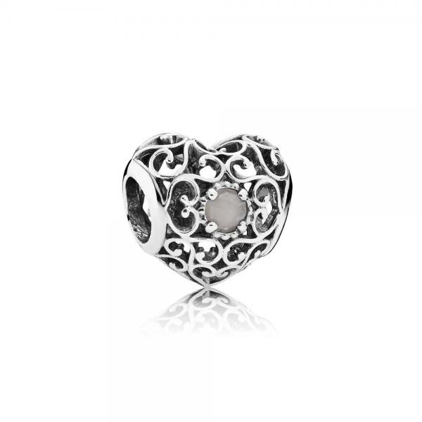 Pandora ékszer Születésköves szív június ezüst charm 791784MSG