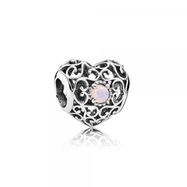Pandora ékszer Születésköves szív október ezüst charm 791784NOP