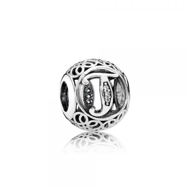 Pandora ékszer T betű ezüst charm 791864CZ