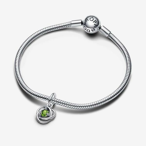 Pandora ékszer Tavasz zöld örökkévalóság körök függő ezüst charm 793125C08