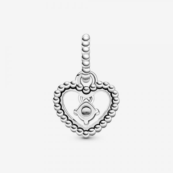 Pandora ékszer Tejfehér gyöngyös szív függő ezüst charm 798854C04