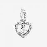 Pandora ékszer Tejfehér gyöngyös szív függő ezüst charm 798854C04