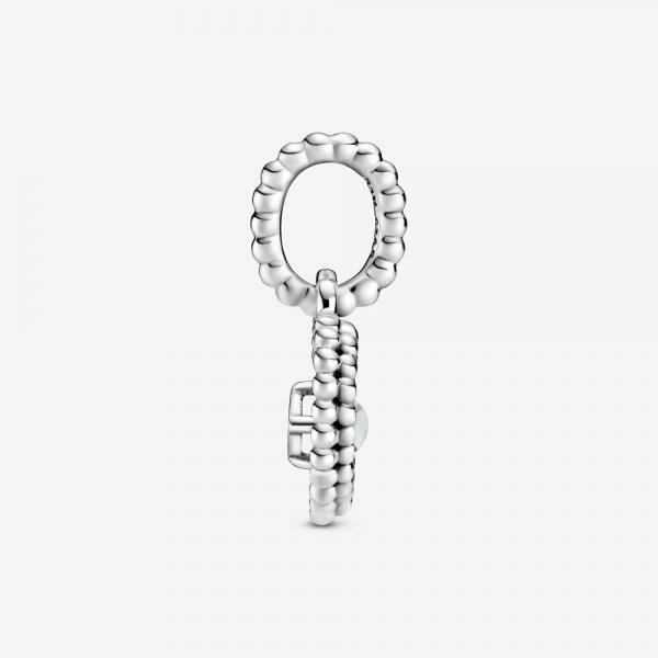 Pandora ékszer Tejfehér gyöngyös szív függő ezüst charm 798854C04