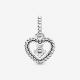 Pandora ékszer Tejfehér gyöngyös szív függő ezüst charm 798854C04