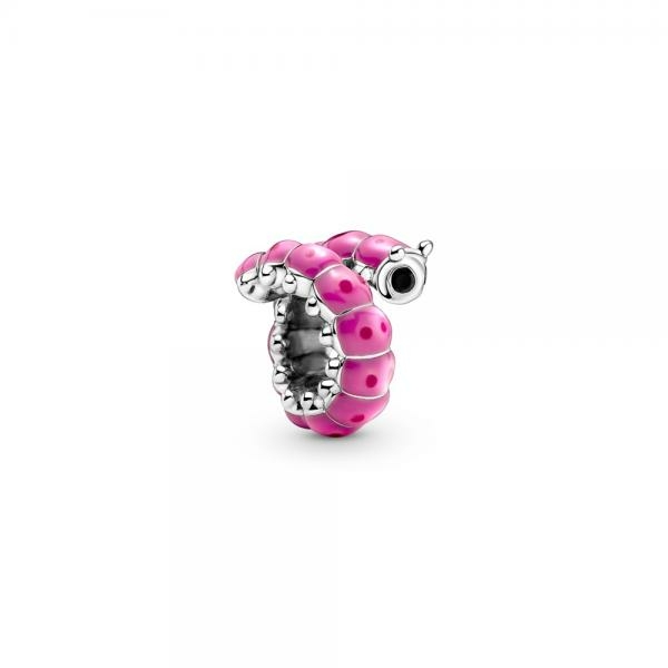 Pandora ékszer Tekeredő rózsaszín hernyó ezüst charm 790762C01