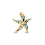 Pandora ékszer Tengeri csillag shine charm türkiz kristállyal 763818C01
