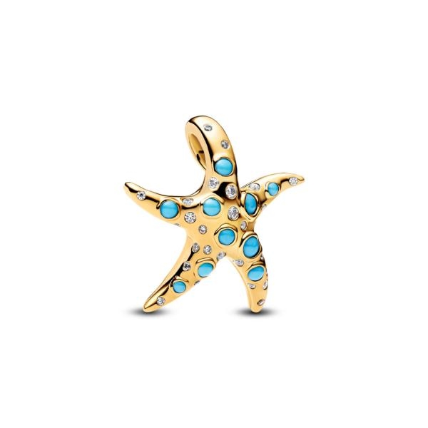 Pandora ékszer Tengeri csillag shine charm türkiz kristállyal 763818C01