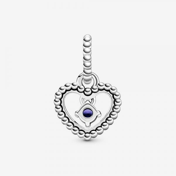 Pandora ékszer Tengerkék gyöngyös szív függő charm 798854C12