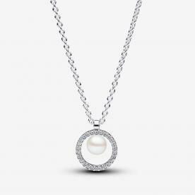 Pandora ékszer Tenyésztett gyöngy és pávé cirkónia ezüst nyaklánc 393165C01-45
