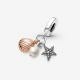 Pandora ékszer Tenyésztett gyöngy tengeri csillag és kagyló függő charm 781690C01