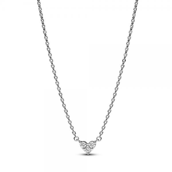 Pandora ékszer Tripla köves szív ezüst nyaklánc 393014C01-45