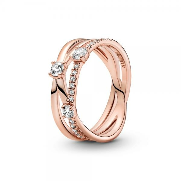 Pandora ékszer Tripla rozé gyűrű cirkóniával 