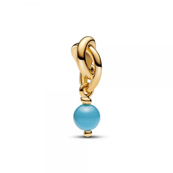 Pandora ékszer Türkiz kék örökkévalóság kör függő shine charm 763462C12