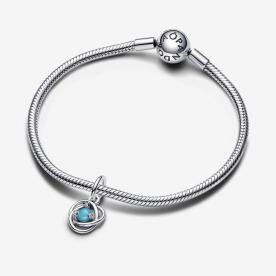 Pandora ékszer Türkiz kék örökkévalóság körök függő ezüst charm 793125C12