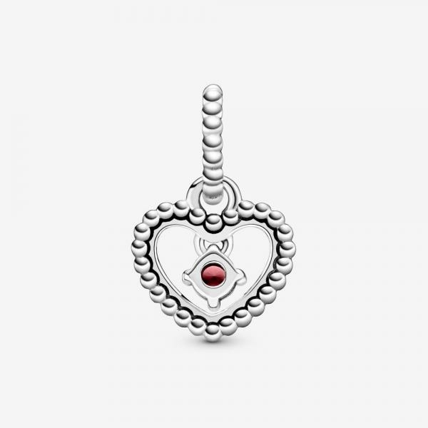 Pandora ékszer Tűzpiros gyöngyös szív függő charm 798854C02