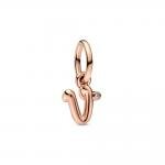 Pandora ékszer V betű rozé függő charm 782480C01