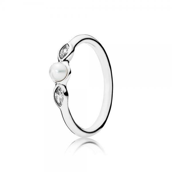 Pandora ékszer Vékony ezüst gyűrű tenyésztett gyönggyel cirkóniával 190964P